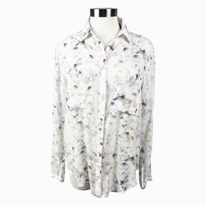 Cloth & Stone Cream Pink & Purple Floral Button Down‎ Size Medium
